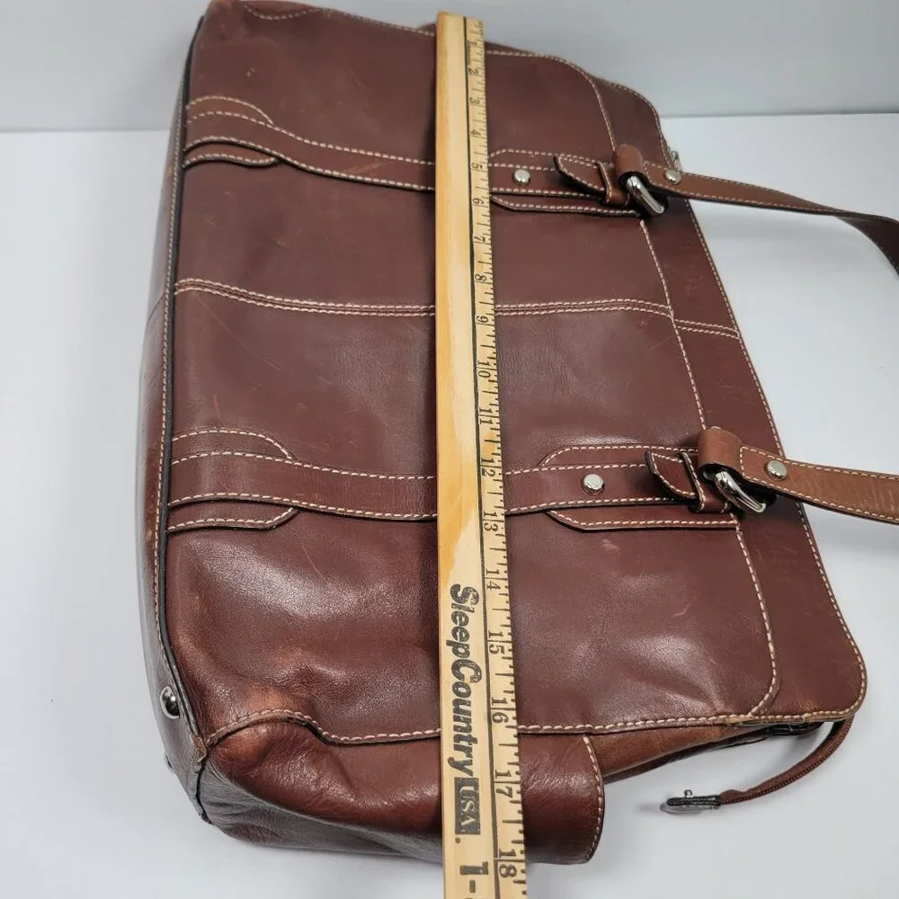 VTG Fossil Executive Women's Brown Leather Tote Shoulder Bag - Picture 12 of 12